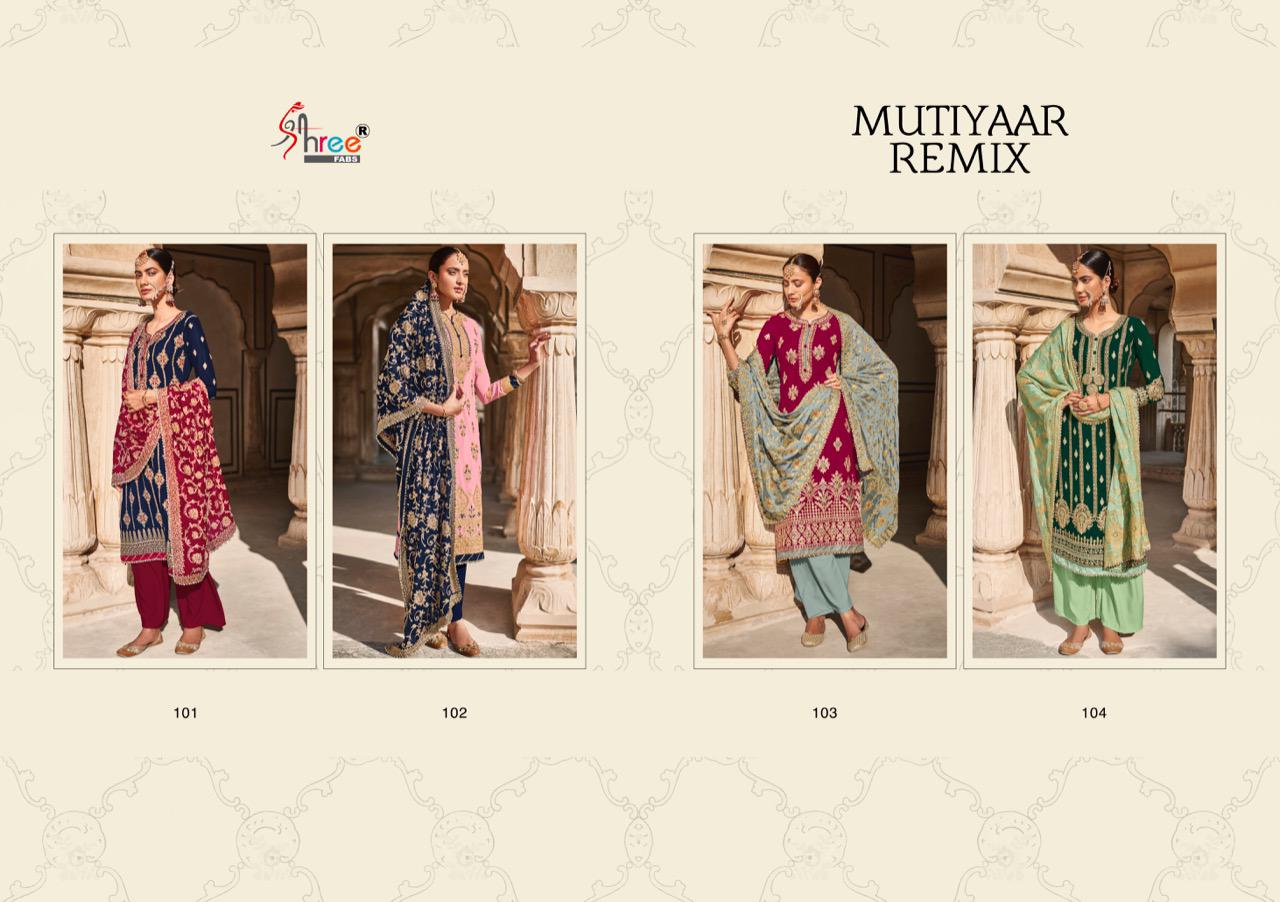 Shree Mutiyar Remix Designer Fancy Festive Wear Heavy Weightless Georgette Salwar Kameez Collection
